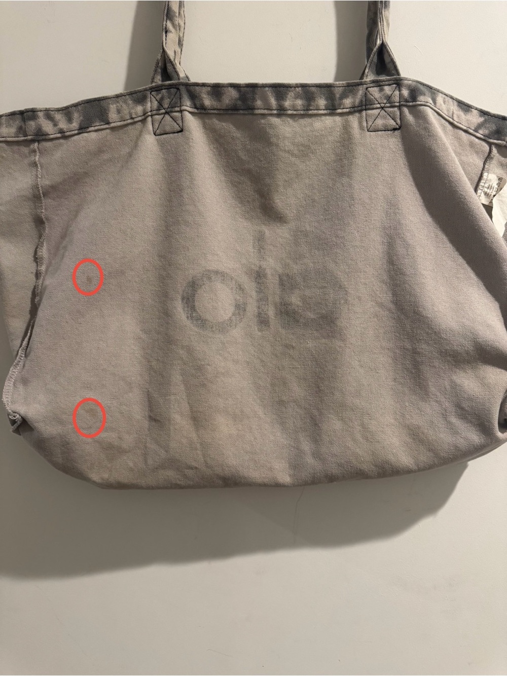 ALO Yoga Large Tote Bag Gray Tie Dye Canvas Gym Travel Carry On Shopper NWT - Picture 5 of 6